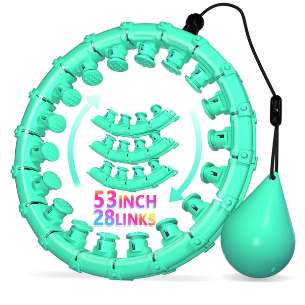 Weighted Hula Infinity Fitness Hoop for Adult Weight Loss, 2 in 1 Smart Fitness Workout Hula Circle Hoops with 28 Links(53 Inch), Exercise Fit Hoop Suitable for Women and Beginners
