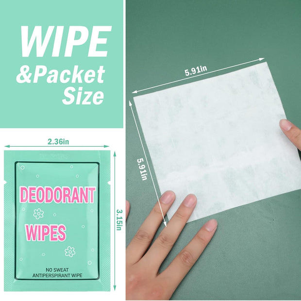 Loopeer 300 Pcs Deodorant Wipes Individually Wrapped Disposable Antiperspirant Towelettes No Alcohol Body Wipes Mini Purse Essentials Fresh Scented Made with Clear Formula for Men and Women