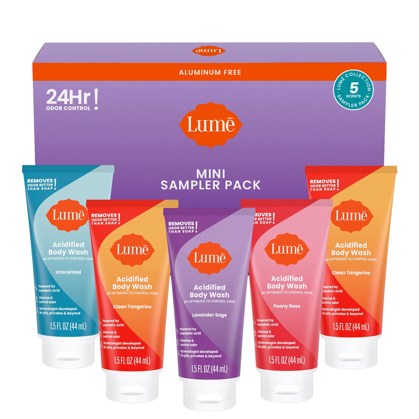Lume Acidified Body Wash - 24 Hour Odor Control - Removes Odor Better than Soap - Moisturizing Formula - Formulated Without SLS or Parabens - OB/GYN Developed - 8.5 ounce (Lavender Sage)