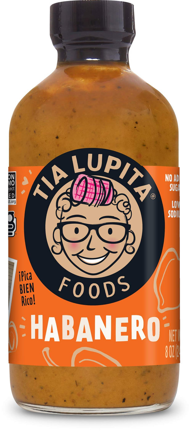 Tia Lupita Hot Sauce 8 Oz (Pack of 2) - Flavorful Heat, Medium Spice with Smoky-Sweet Flavor - Gluten-Free, Non-GMO, Sugar-Free, Low Sodium, Keto-Friendly, No Carbs - Made with Red Jalapeño Peppers