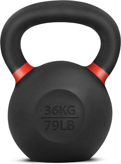 Yes4All Powder Coated Cast Iron Kettlebell Single Dark Red - 36 KG / 79 LB Strength Training Kettlebells Weight Set for Full Body Workout, Home Gym