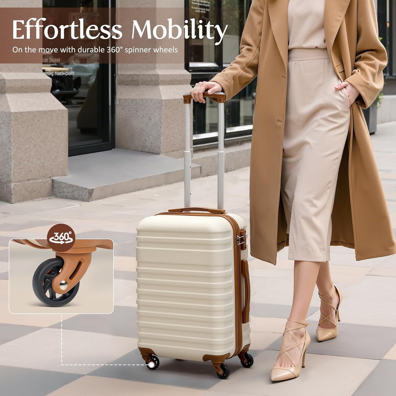 Coolife Suitcase Set 3 Piece Luggage Set Carry On Hardside Luggage with TSA Lock Spinner Wheels (Navy, 5 piece set)