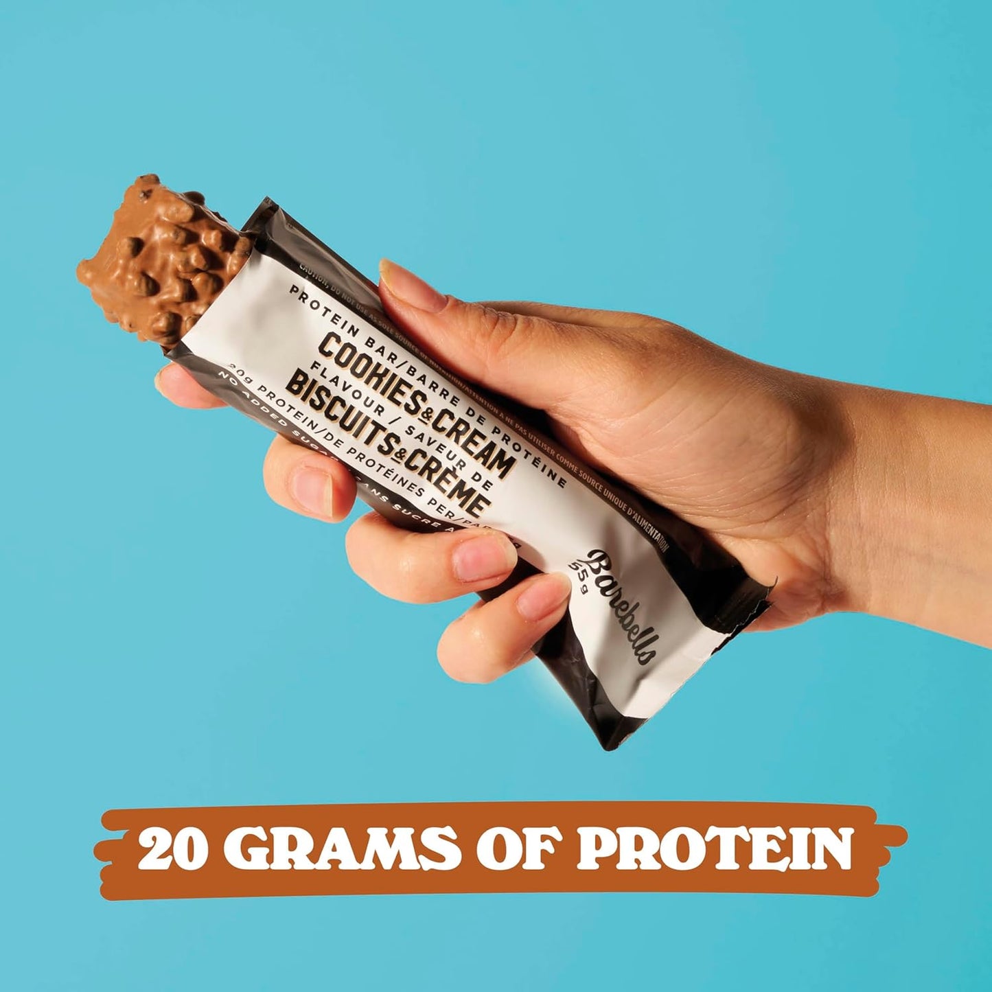 Barebells Protein Bars Cookies & Cream - 12 Count, Pack of 2 - Protein Snacks with 20g of High Protein - Chocolate Protein Bar with 1g of Total Sugars - On The Go Protein Snack & Breakfast Bars