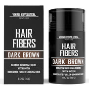 Viking Revolution Black Hair Fibers for Thinning Hair Men - Thick Fiber for Bald Spot Cover Up - Hair Building Fibers with Kerating and Biotin - Hair Fiber for Men for Thicker and Fuller Look (0.52oz)
