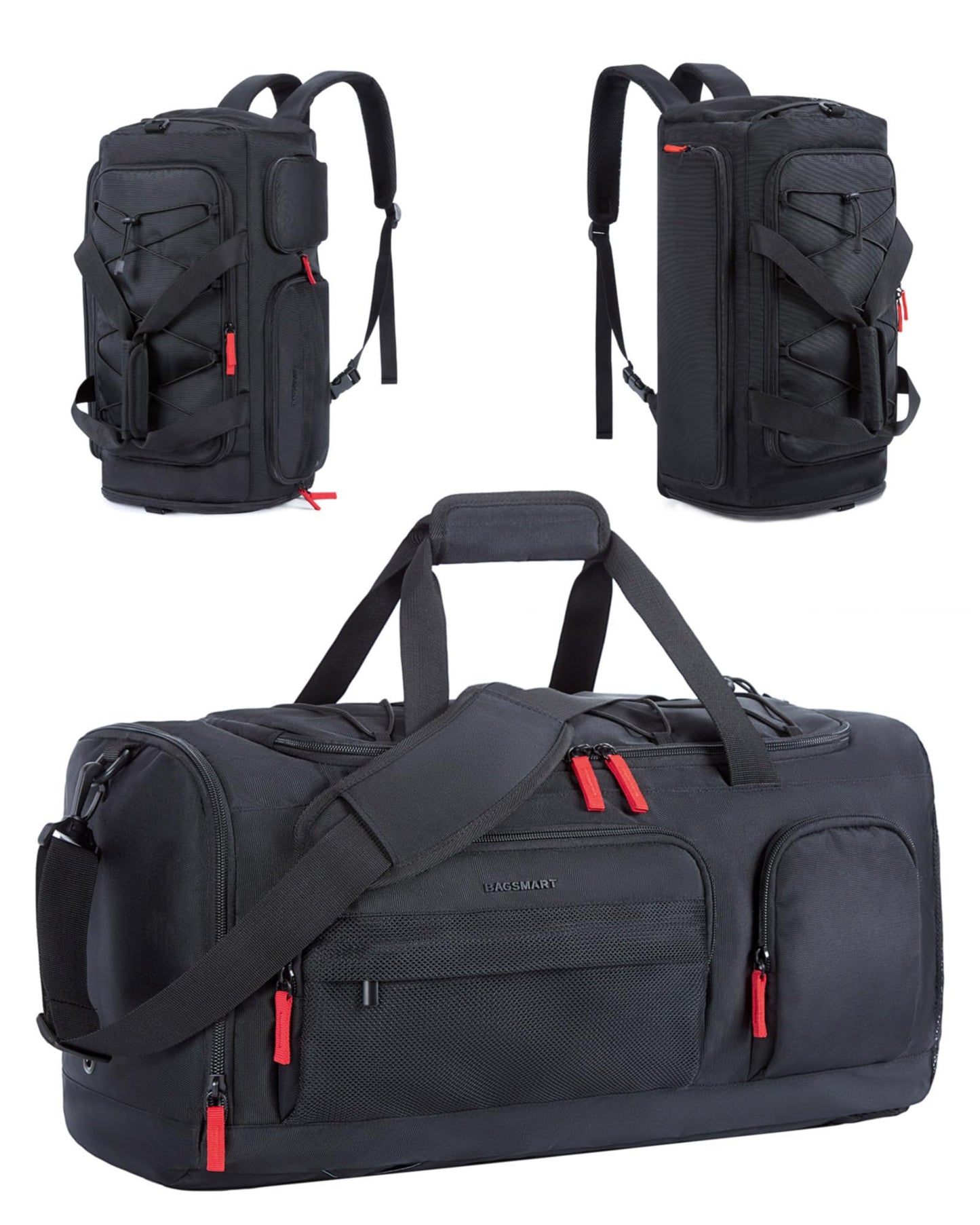 BAGSMART Gym Bag for Women & Men, 35L Sports Travel Duffel Bag with Shoe Compartment，Anti-Theft Carry On Weekender Bag for Airplane, Water Resistant Workout Overnight Backpack for Travel Gym,Grey