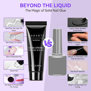 Makartt Nail Glue and Remover Kit: Super Strong Solid Gel for Press on Tips, 30ml Glues Remover for Easy Polish Removal, Nails Art Supplies for Salon and Home Use