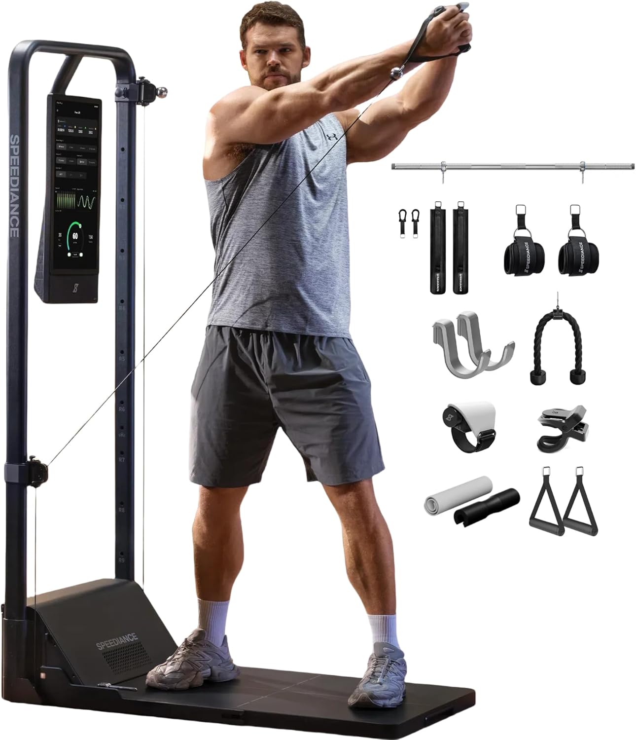 Gym Monster 2 & AeroRow Rowing Bench & Adjustable Weight Bench & Smart PowerGrip Handles & Skiing Handles Bundle