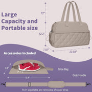 Quilted Puffer Duffle Bag for Women, Gym Bag Women, Ultra Lightweight Weekender Bags for Travel, Brown TILYMOL