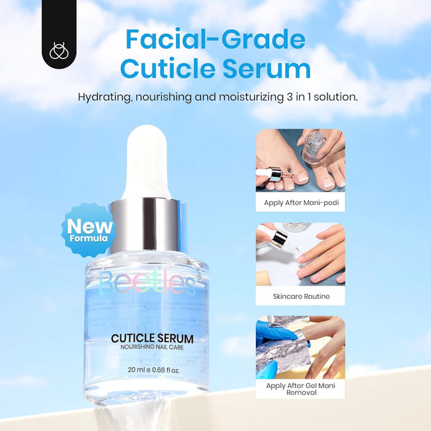 Beetles Cuticle Serum for Nail 20ml Nail Care Cuticle Repair Oil with Jojoba Oil & Vitamin E Nail Growth Remedy for Damaged Skin & Thin Nails Spa and Hand Manicure Essentials Gift For Women Girls