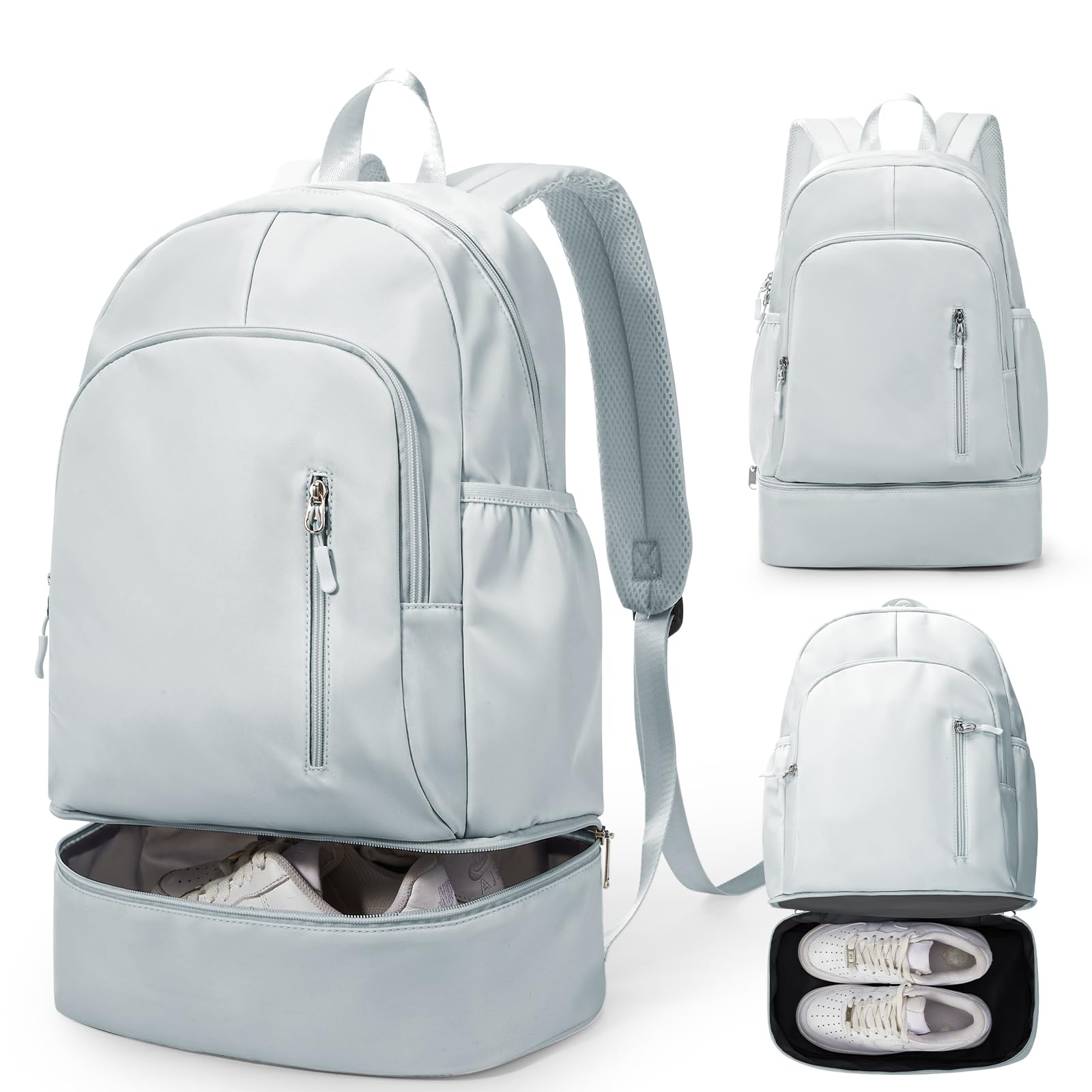 Gym Backpack for Women Men, Lightweight Gym Bag with Shoe Compartment, Waterproof Sports Backpack with Wet Pocket, Black
