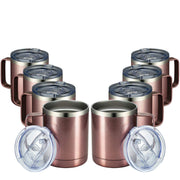 MEWAY 12oz Coffee Mug With Handle and Sliding Lid,Stainless Steel Travel Tumbler Cup with Handle,Double Wall Vacuum Insulated Camping Cup for Hot & Cold Drinks Tea (Purple,Set of 1)