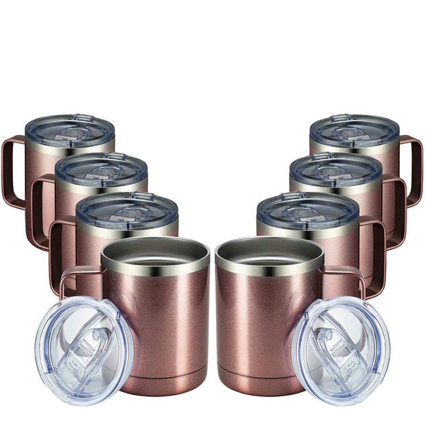 MEWAY 12oz Coffee Mug With Handle and Sliding Lid,Stainless Steel Travel Tumbler Cup with Handle,Double Wall Vacuum Insulated Camping Cup for Hot & Cold Drinks Tea (Purple,Set of 1)