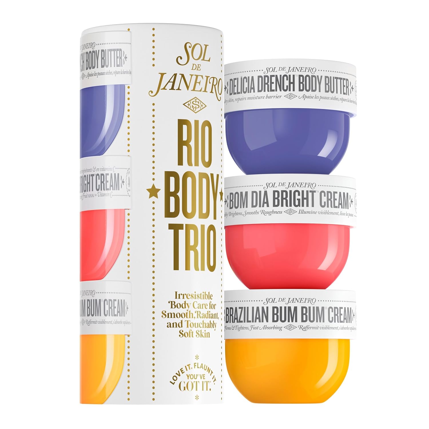 SOL DE JANEIRO Rio Trio Body Cream Discovery Set - Brazilian Bum Bum Cream, Delicia Drench Body Butter, Bom Dia Bright 50 ml - Amazon Exclusive