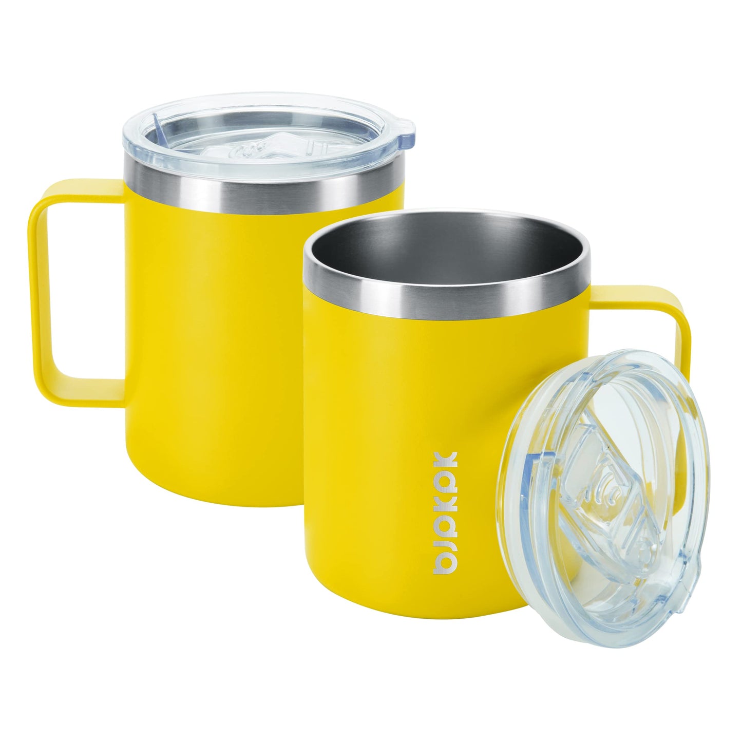 BJPKPK 2 pcs Insulated Coffee Mug, 12 oz Stainless Steel Insulated Coffee Tumbler with Lid for Hot Drinks & Cold Drinks- Turquoise