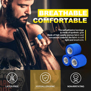 OK TAPE 12 Rolls Self Adhesive Bandage Wrap, Elastic Athletic Tape, Self Stick Bandage Tape, Vet Wrap, Medical Wrap for Wrist, Feet, 2" x 5 Yards - Black