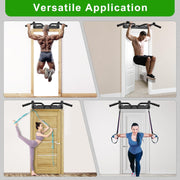 SELEWARE Heavy Duty Wall Mounted Doorway Pull Up Bar Multifunctional Joist Mount Chin Up Bar with Resistance Band Hooks & Ball Finger Training, Fully Welded Steel Construction Support to 600LBS