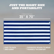 White Classic Stripe Cabana Beach Towels Oversized 2 Pack, Cotton Bath Towel Large - Luxury Plush Thick Hotel Swim Pool Towels for Adults Super Absorbent Quick Dry - 35x70 Mild Navy Blue | 2 Pack