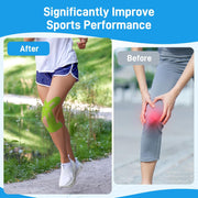 Kinesiology Tape for Knees, 10 Count Knee Tape for Knee Pain Relief Pre Cut, Latex Free Knee Tape, Support Muscles and Joints, Knee Kinesiology Tape Pre Cut, Waterproof and Elastic (Black)