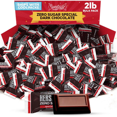 Zero sugar - 2 pounds - Special Dark Chocolate Candy Bulk Pack Individually Wrapped Sugar Free Chocolate Candy Bar Snack Size for Office Cravings.