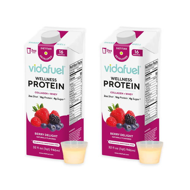 Vidafuel Protein Drink, 16g Protein Per 2oz Shot, 32 fl oz Carton, Citrus, Collagen and Whey Drink, No Artificial Sweeteners