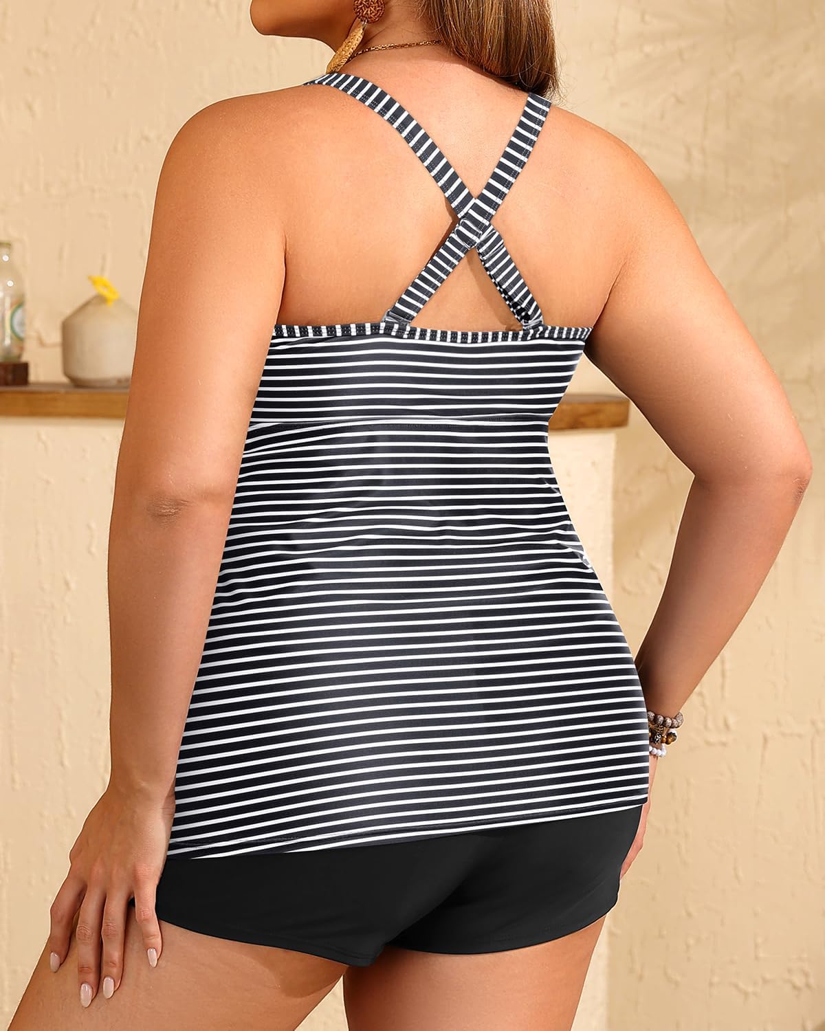 Daci Women's Plus Size Tankini Swimsuit - Two Piece Bathing Suit with Shorts Tummy Control Swimwear with V-Wire 2025