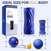 Sportneer 4 in 1 Foam Roller Set: Dual Textures Foam Roller, Foot Roller, Lacrosse Ball, Traction Massage Ball with String, Deep Massage Roller for Whole Body Release, Physical Therapy