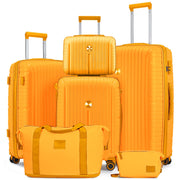 Joyway Luggage Sets 6 Piece PP Hardside Carry on Suitcase with Spinner Wheels and TSA Lock for Travel, Purple