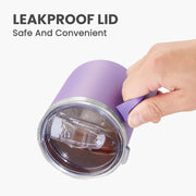 MEWAY 12oz Coffee Mug With Handle and Sliding Lid,Stainless Steel Travel Tumbler Cup with Handle,Double Wall Vacuum Insulated Camping Cup for Hot & Cold Drinks Tea (Purple,Set of 1)