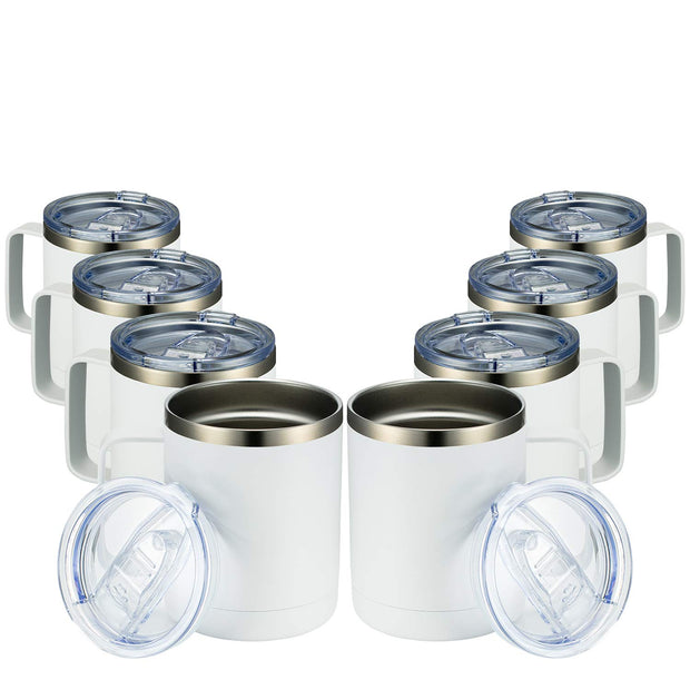 MEWAY 12oz Coffee Mug With Handle and Sliding Lid,Stainless Steel Travel Tumbler Cup with Handle,Double Wall Vacuum Insulated Camping Cup for Hot & Cold Drinks Tea (Purple,Set of 1)