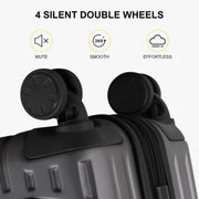 LEVEL8 Grace Carry On Luggage, 20 Inch Hardside Suitcase, Abs+Pc Harshell Spinner Luggage with Tsa Lock, Spinner Wheels, Grey, 20-Inch Carry-On