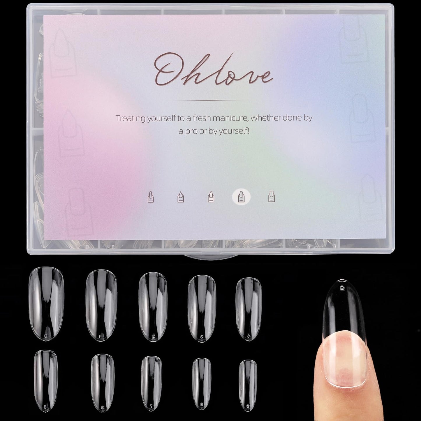 500Pcs Square Nail Tips Full Cover Clear Fake Nail Tips for Acrylic Nails, Size 0~9