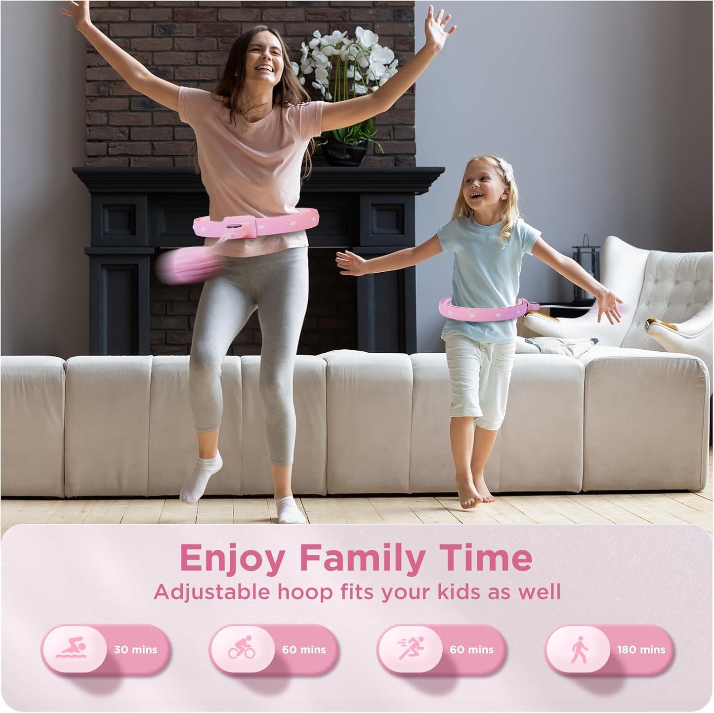 Humixx Infinity Hoop for Adult Weight Loss, 2 in 1 Smart Fitness Workout Hoop Weighted with 14 Detachable Knots, Exercise Fit Hoop Suitable for Women and Kids, Pink