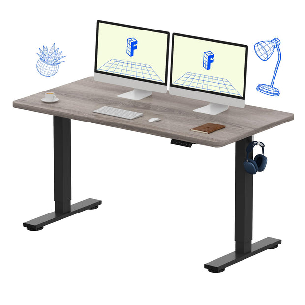 FLEXISPOT EN1 Whole-Piece Standing Desk, 48 x 24 Inches Height Adjustable Desk Stand up Desk Home Office Table for Computer Laptop (White Frame + Maple Desktop)