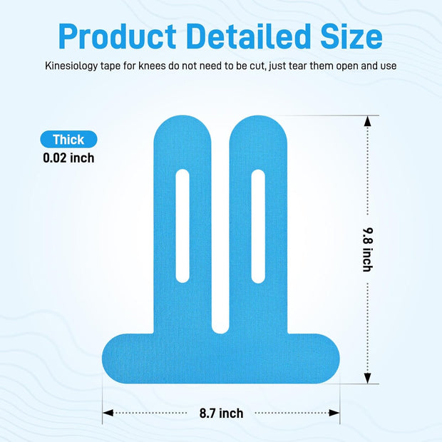 Kinesiology Tape for Knees, 10 Count Knee Tape for Knee Pain Relief Pre Cut, Latex Free Knee Tape, Support Muscles and Joints, Knee Kinesiology Tape Pre Cut, Waterproof and Elastic (Black)