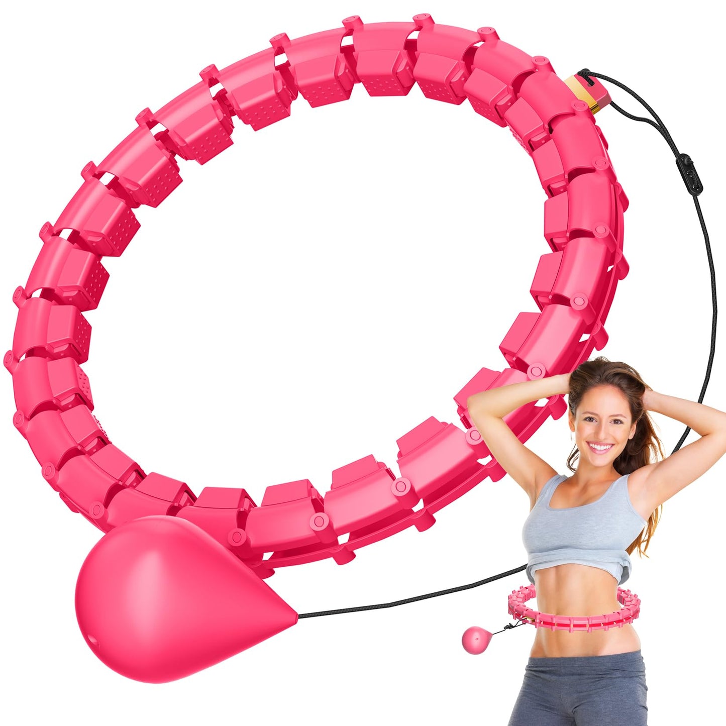 Hula Circle Hoops for Adults Weight Loss, Infinity Fitness Hoop Plus Size 65 Inch, 32 Detachable Links, Exercise Hoop Suitable for Women and Beginners