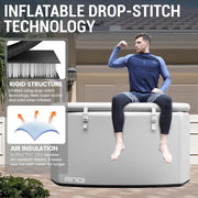 XXL Cold Plunge Tub for Athletes, Compatible with Water Chillers, 224-Gallon Inflatable Ice Bath Tub with Insulated Lid, Thermometer, Water-Absorbent Mat, Portable Ice Pod for Cold Water Therapy