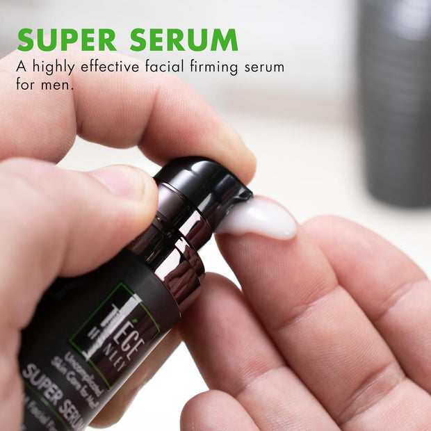 Tiege Hanley Anti-Aging Face Serum, SUPER SERUM (2-Pack) - Skin Tightening Facial Serum for Men - Mens Serum For Face with Sodium Hyaluronate & Retinyl Palmitate for Smoother & Tighter Skin, 0.5 Fl Oz