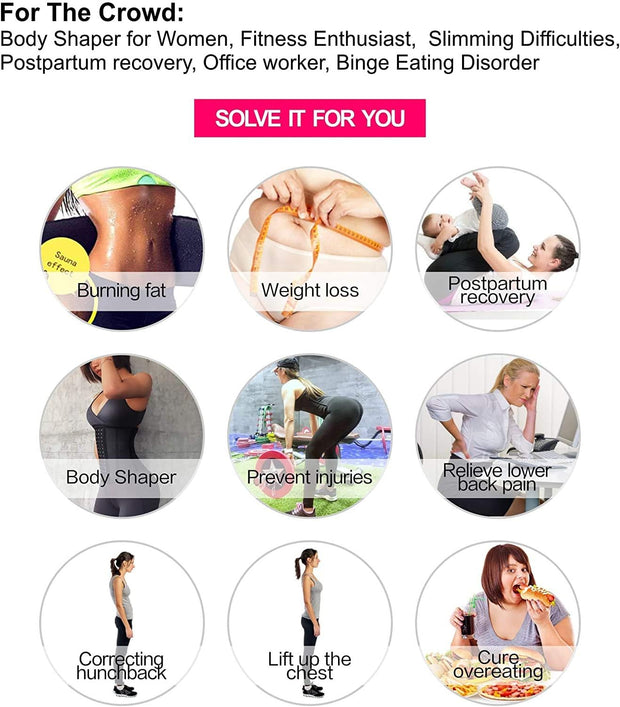 YIANNA Waist Trainer for Women Latex Underbust Waist Corsets Cincher Hourglass Body Shaper 4 Hooks