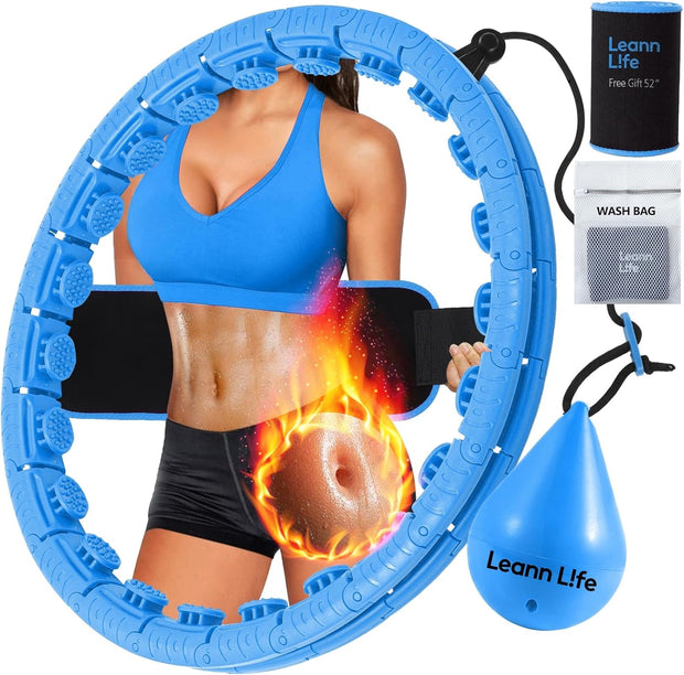 U2-26 Knots 19”- 56”, Weighted Hula Hoop for Adults Weight Loss, Infinity Hoop Plus Size, Children Adults Home Outdoors, Fun Fitness Exercise, Abdominal Toner,Free Waist Trimmer&Wash Bag