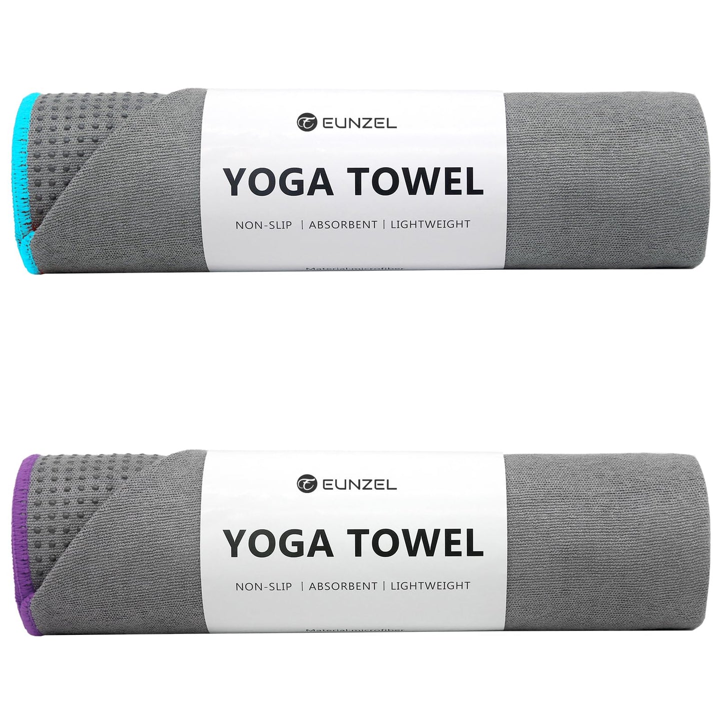 Eunzel Hot Yoga Towel - Microfiber Non Slip Yoga Mat Towel with Grip Dot Sweat Absorbent Towel for Hot Yoga, Pilates and Fitness 72" x 24", Dark Cyan/Orange