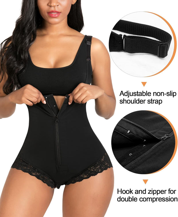 SHAPERX Women's Fajas Colombianas Shapewear Postpartum Tummy Control Body Shaper Butt Lifter Bodysuit