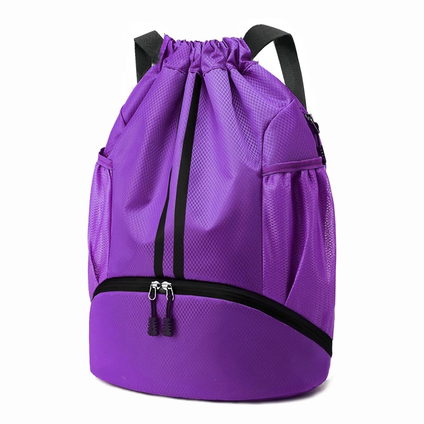Hoedia Sports Drawstring Backpack - String Swim Gym Bag with Shoes Compartment and Wet Proof Pocket for Women&Men