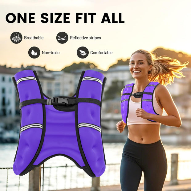 Weighted Vest for Woman Men,6lb/8lb/12lb/16lb/20Lb/25lb Weight Vest with Reflective Stripe Adjustable Buckle Strap Back Pocket Workout Strength Training Walking Jogging Running