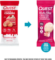 Quest Nutrition Frosted Cookies Twin Pack, Strawberry Cake, 1g Sugar, 10g Protein, 2g Net Carbs, Gluten Free, 16 Cookies
