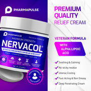 Pharmapulse Neuropathy Nerve Relief Cream – Maximum Strength for Feet, Hands, Legs, Toes, Lower Back - Alpha Lipoic Acid, Arnica, Vitamin B6, Aloe Vera, MSM - Effective Soothing