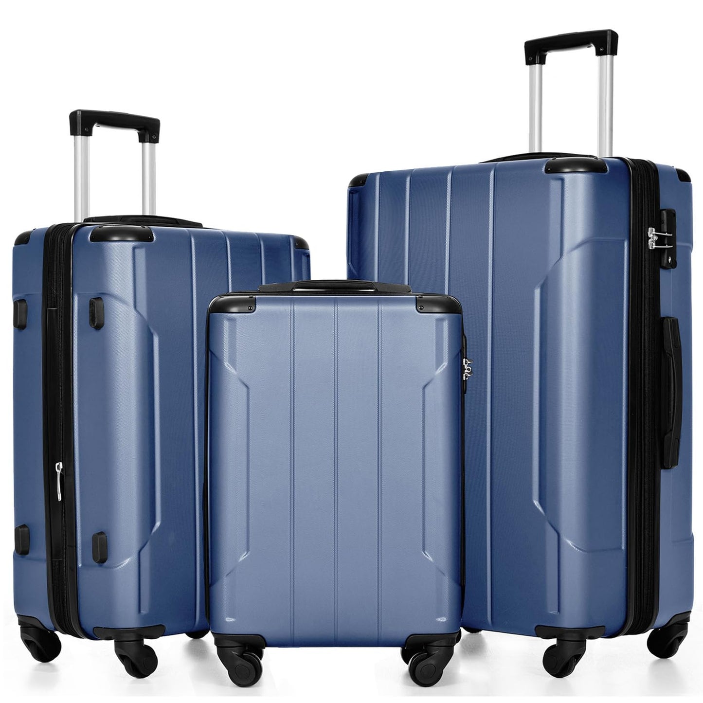 Merax Luggage Sets 3-Piece Hardshell with Spinner Wheels Lightweight Suitcase with Corner Guards (Green, 20/24/28)
