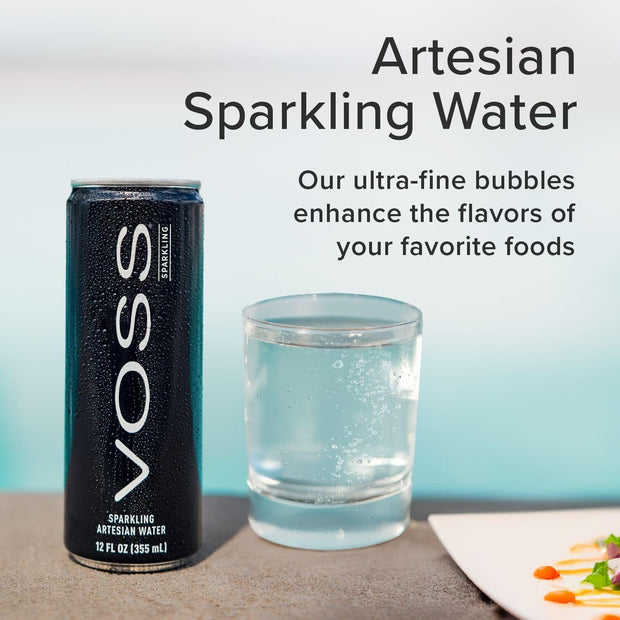 VOSS Artesian Sparkling Water Cans - 3 Pack of 8 – 24 Slim Cans - Pure Carbonated Water Refreshment - Perfect for Celebrations, Home, Office, On-the-Go Hydration