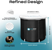 Recovery Long Pod XXL, Cold Plunge Ice Bath Tub for Athletes and Adults, Inflatable Cold Therapy Ice Barrel with Protective Lid Cover, Hooded Bathrobe, Stopwatch, Anti-Slip Mat