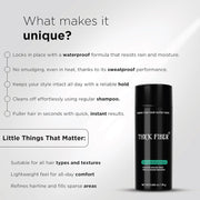 THICK FIBER Hair Fibers for Thinning Hair & Bald spots (BLACK) - 25g Bottle - Conceals Hair Loss in Seconds - Hair Powder for Women & Men