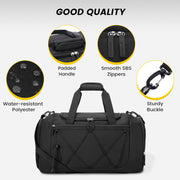 Vorspack Gym Bag for Men - 21 Inches Duffle Bag for Travel Lightweight Duffel Bag with Shoe Compartment Personal Item Travel Bag Weekender Bag for Travel Sports Gym - Black